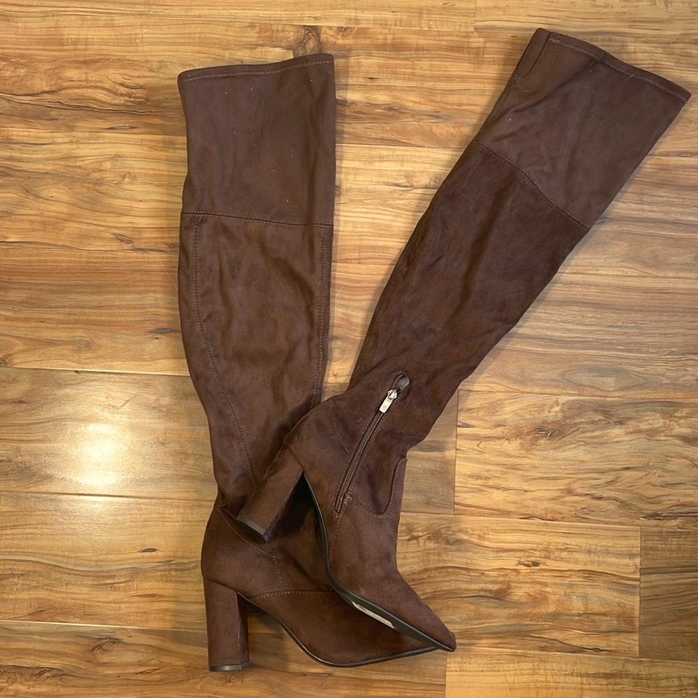 Marc Fisher Brown Suede Knee-High Boots New Without Box